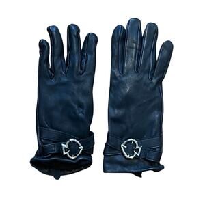 Kate Spade Leather Logo Gloves Lamb Leather Black